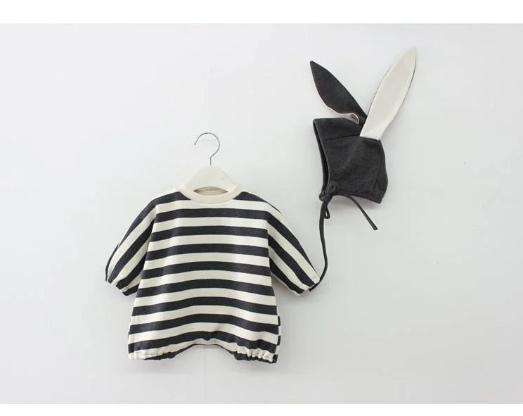 2021 Autumn And Winter Baby Jumpsuit Stripe Plush Fashion Simplicity Leisure Thickening Boys And Girls Jumpsuit Clothes