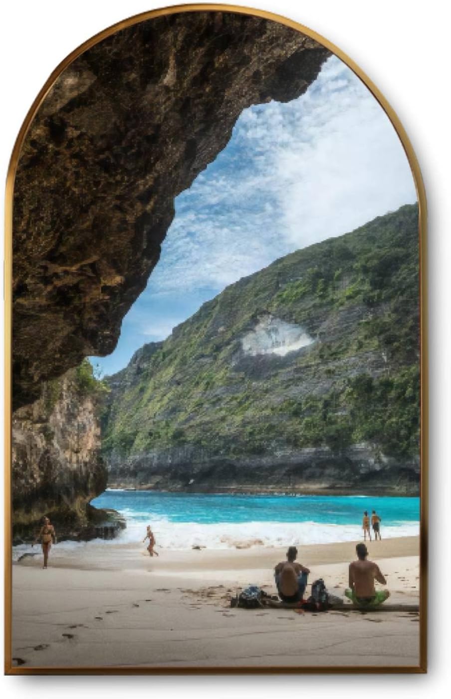 Large Framed Canvas Wall Art for Living Room Decor Aesthetic Tourists at Kelingking Beach Nusa Penida Bali Minimalist Artworks Paintings Prints Home Office Bedroom Multi1