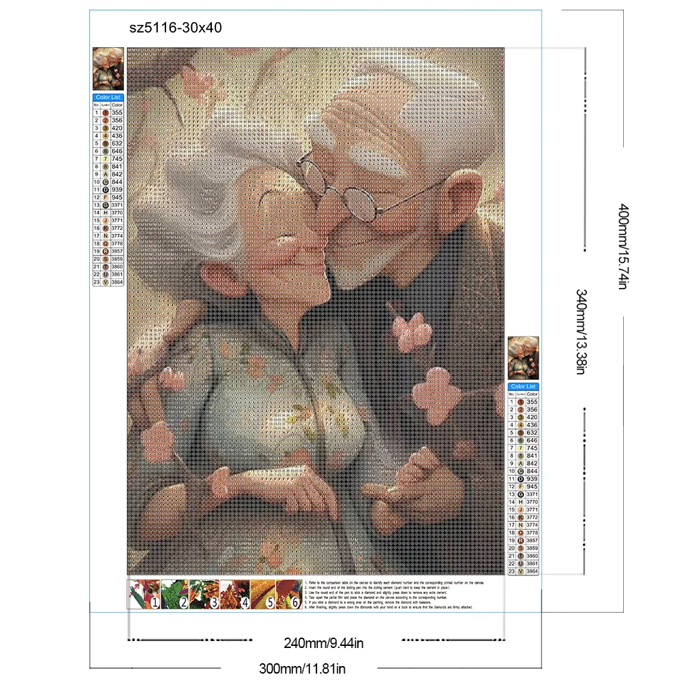 Full Round Diamond Painting 30*40cm - Elderly Couple