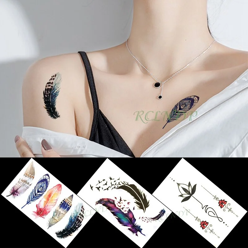 Waterproof Temporary Tattoo Sticker mandala henna bird feather body art tatto flash tatoo fake tattoos for girl women men 4