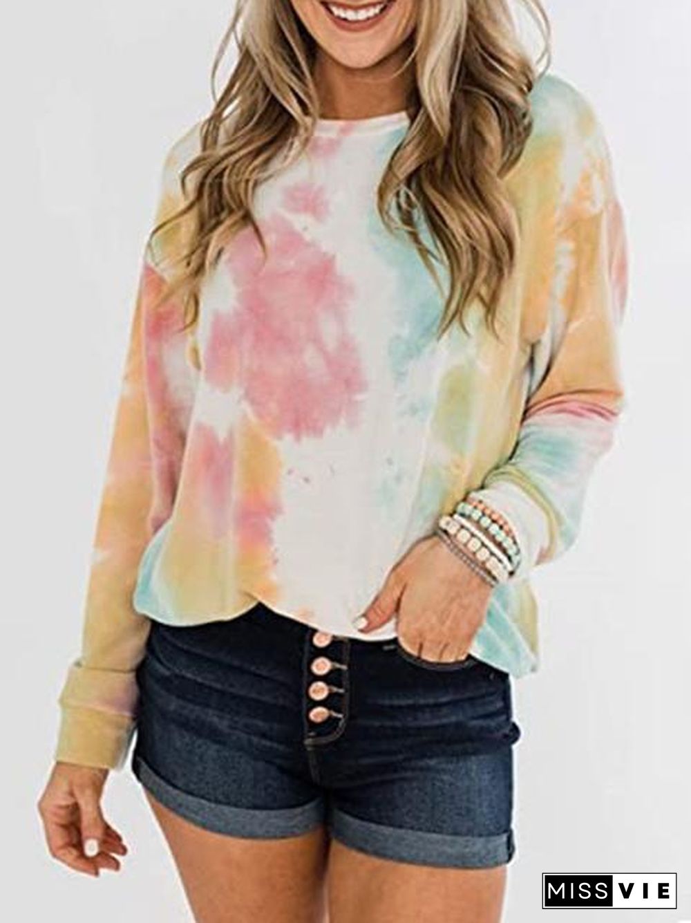 Casual Tie-dye Print Thick Sweater