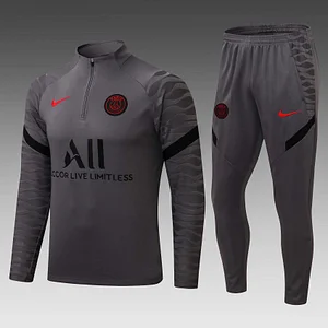 2021/2022 Psg Paris Saint-Germain Half-Pull Training Suit Gray Set