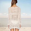 Lace Knit Beach Skirt White Crew Neck Blouse