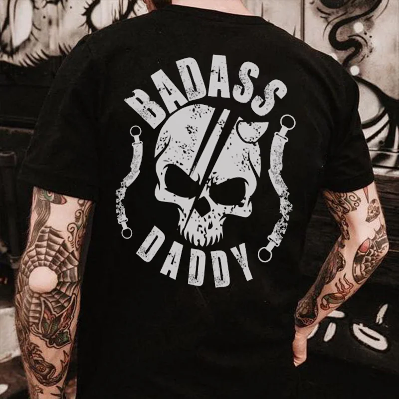 Badass Daddy Skull Black T-shirt -  