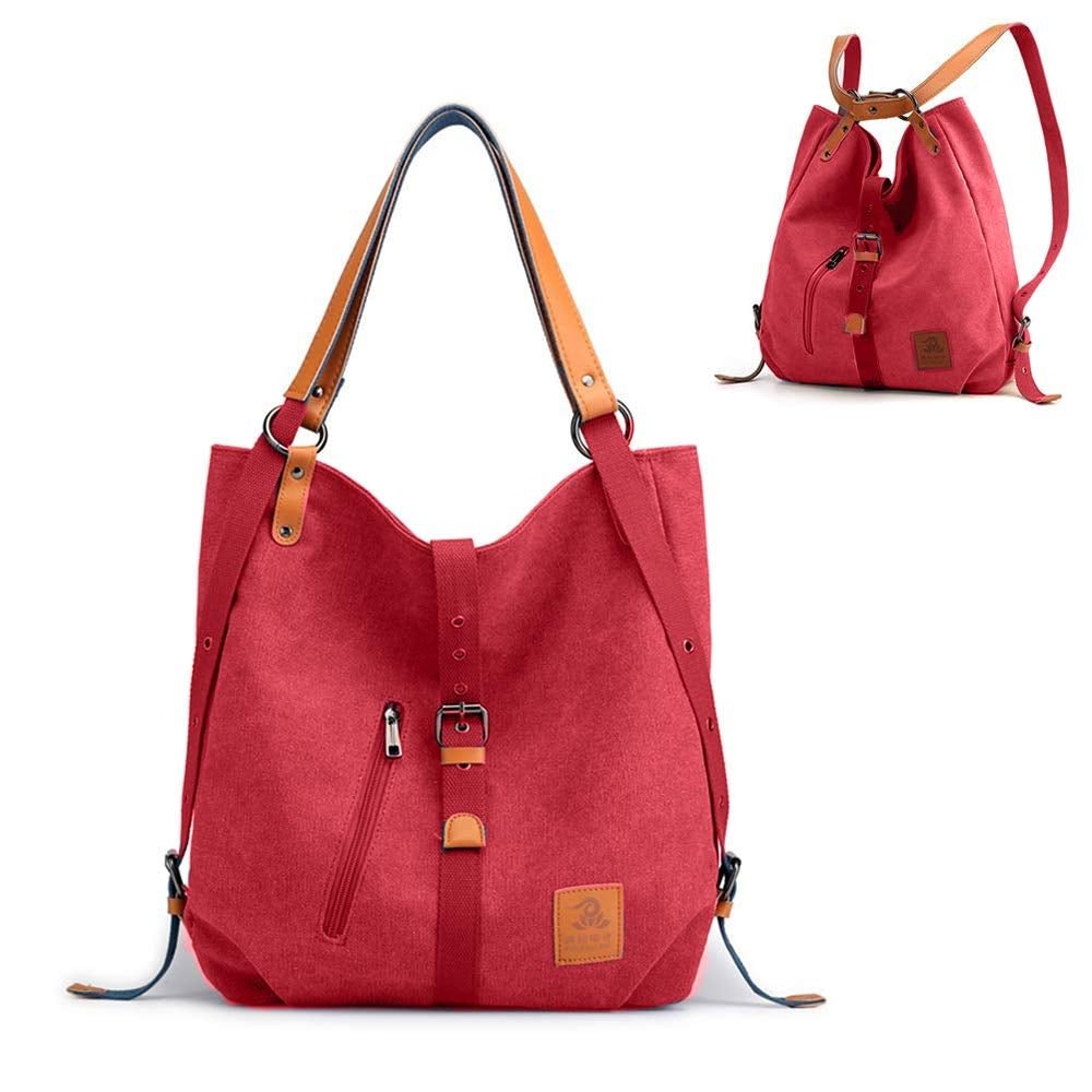 Chikencall 3 ways Women Canvas Purses Handbags Totes Shoulder Bag Backpack Hobo