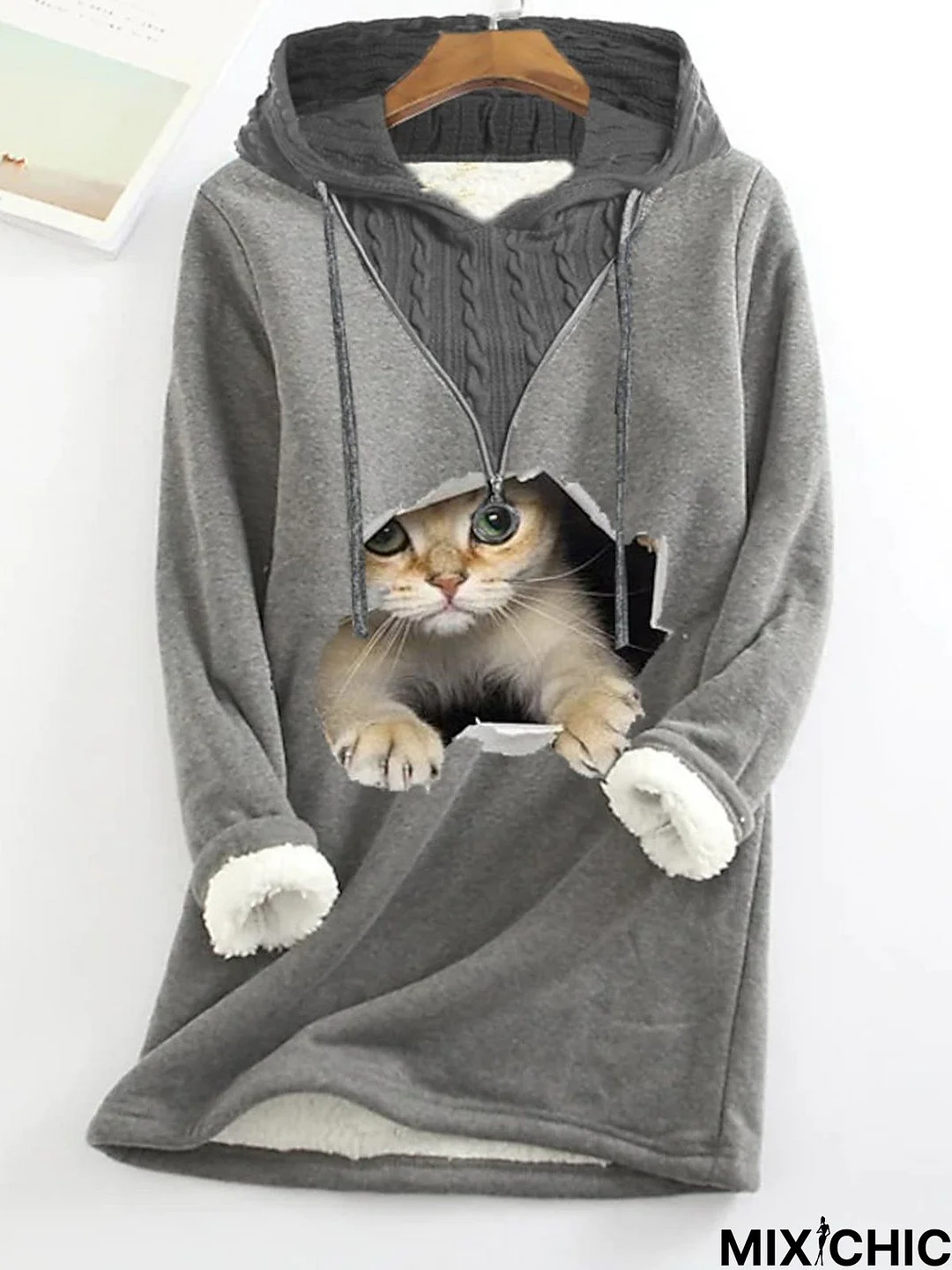 Drawstring Animal Loose Casual Sweatshirt