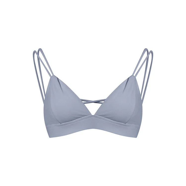 PASUXI Buy in Bulk: New Double Spaghetti Strap Bra - Deep V Holiday Style Shell Bra - All-Match Cross Sports Bra