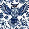 Blue And White Porcelain Owl-11CT Stamped Cross Stitch 50*50cm/19.69*19.69in tapestrymarket