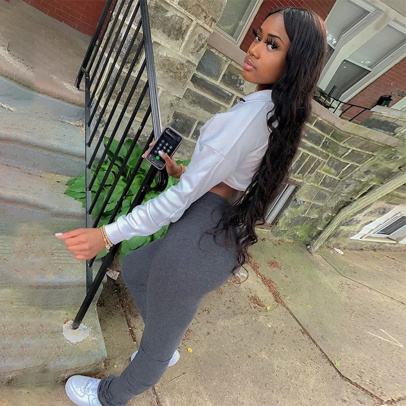 Solid Color Leggings Women Ruched Stacked Pants Casual Slim Fit High Wasit Pencil Trousers Street Style Female Joggers Pants