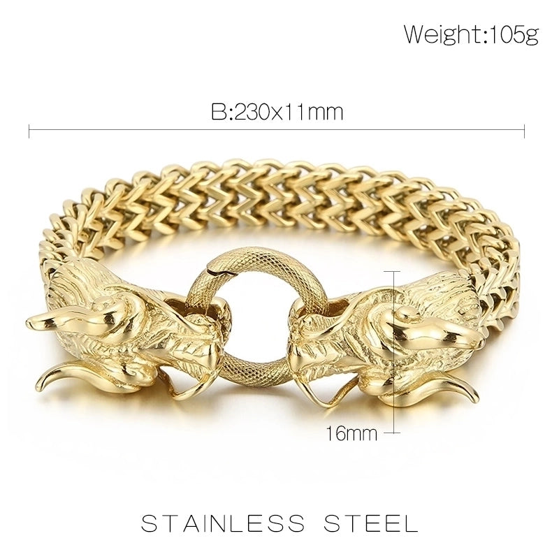 Hip-Hop Dragon 304 Stainless Steel 18K Gold Plated Men’s Bracelets