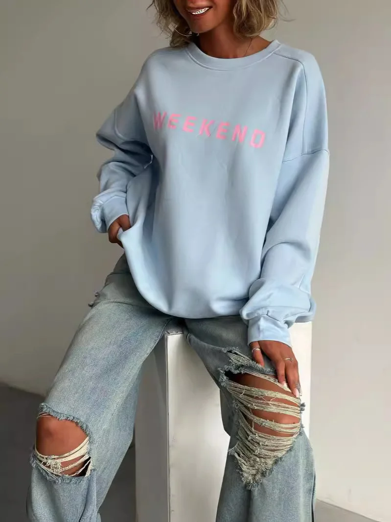 Churchf Churchf New Women's Casual Fashion Print Plus Thick Versatile Top Long-Sleeved Hoodie