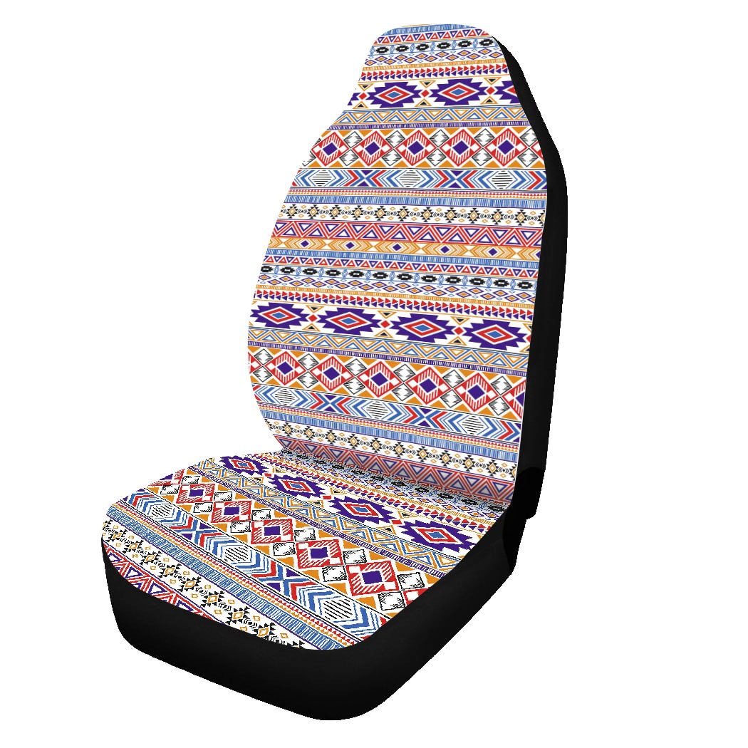 Boho Ethnic Vintage Pattern Front Car Seat Covers. 5-Seater Set Protector Car Mat Covers, Fit Most Vehicle, Cars, Sedan, Truck, SUV, Van