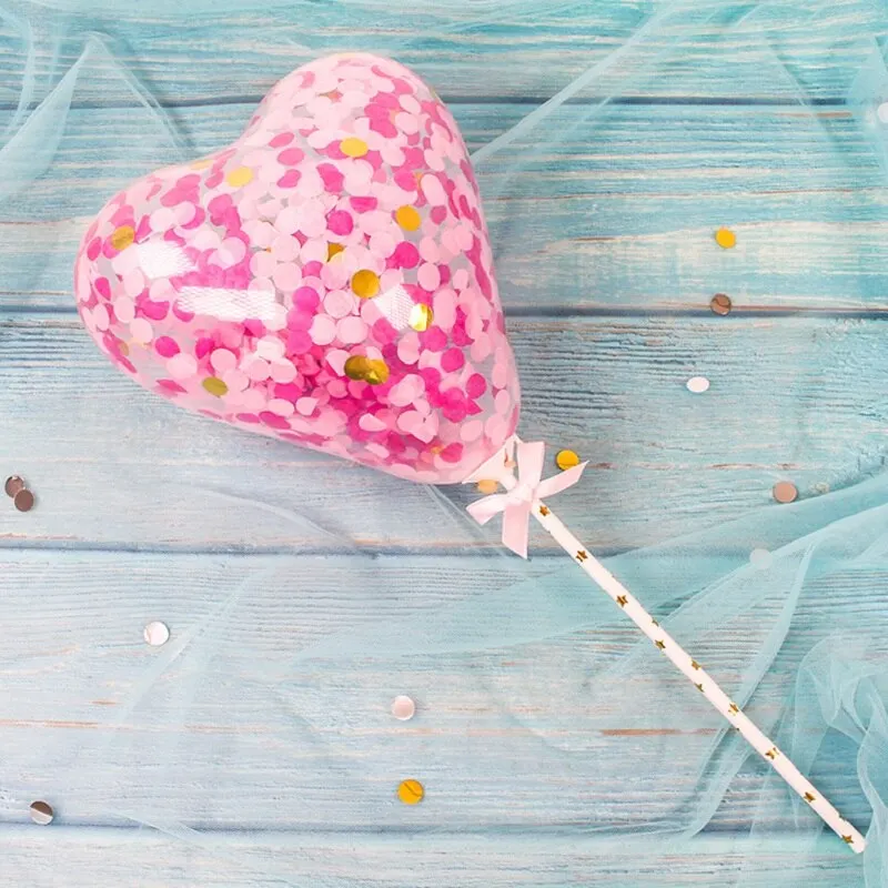 1 Set 5inch Confetti Balloon Cake Topper Decoration with Paper Straw Bow Baby Shower Favors Wedding Birthday Party Supplies