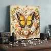 Framed Diamond Painting - Special Shaped - Yellow Butterfly and Flowers (25x25cm)
