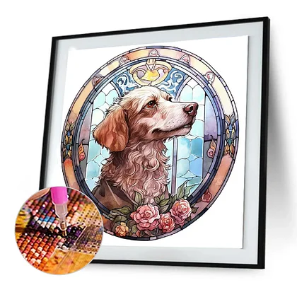 Happy Dog 40*60CM (Canvas) AB Round Drill Diamond Painting