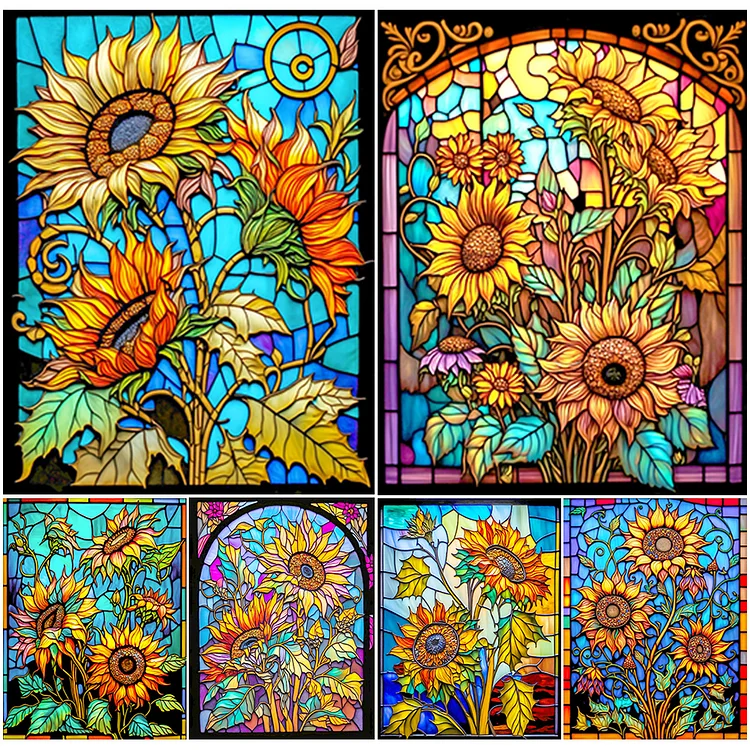 Diamond Painting - Full Round - Stained Glass Sunflower(45*45cm)