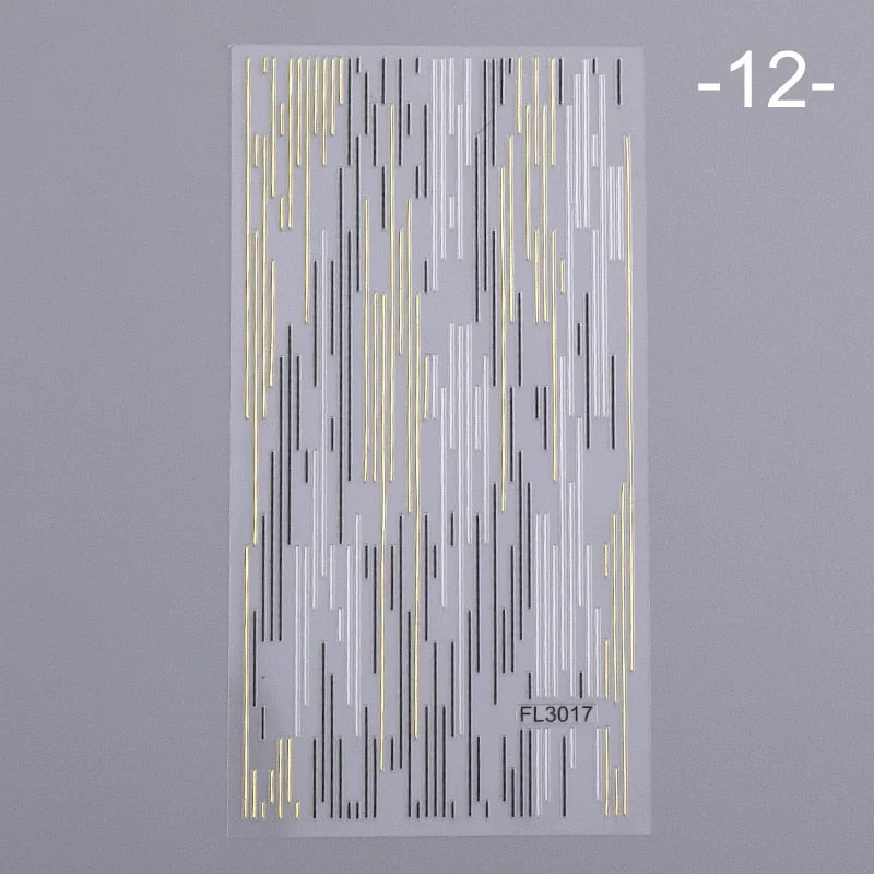 1PC Gold Sliver Striping Tape 3D Nail Stickers Geometry Lines Slider For Nails Gel Polish Decals For Manicures DIY Decoration-Nail Inspo