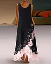 Women's A-Line Dress Maxi long Dress - Sleeveless Floral Hole Summer U Neck Plus Size Hot Casual vacation dresses  White Purple Blushing Pink Gold Light Blue S M L XL XXL 3XL 4XL 5XL