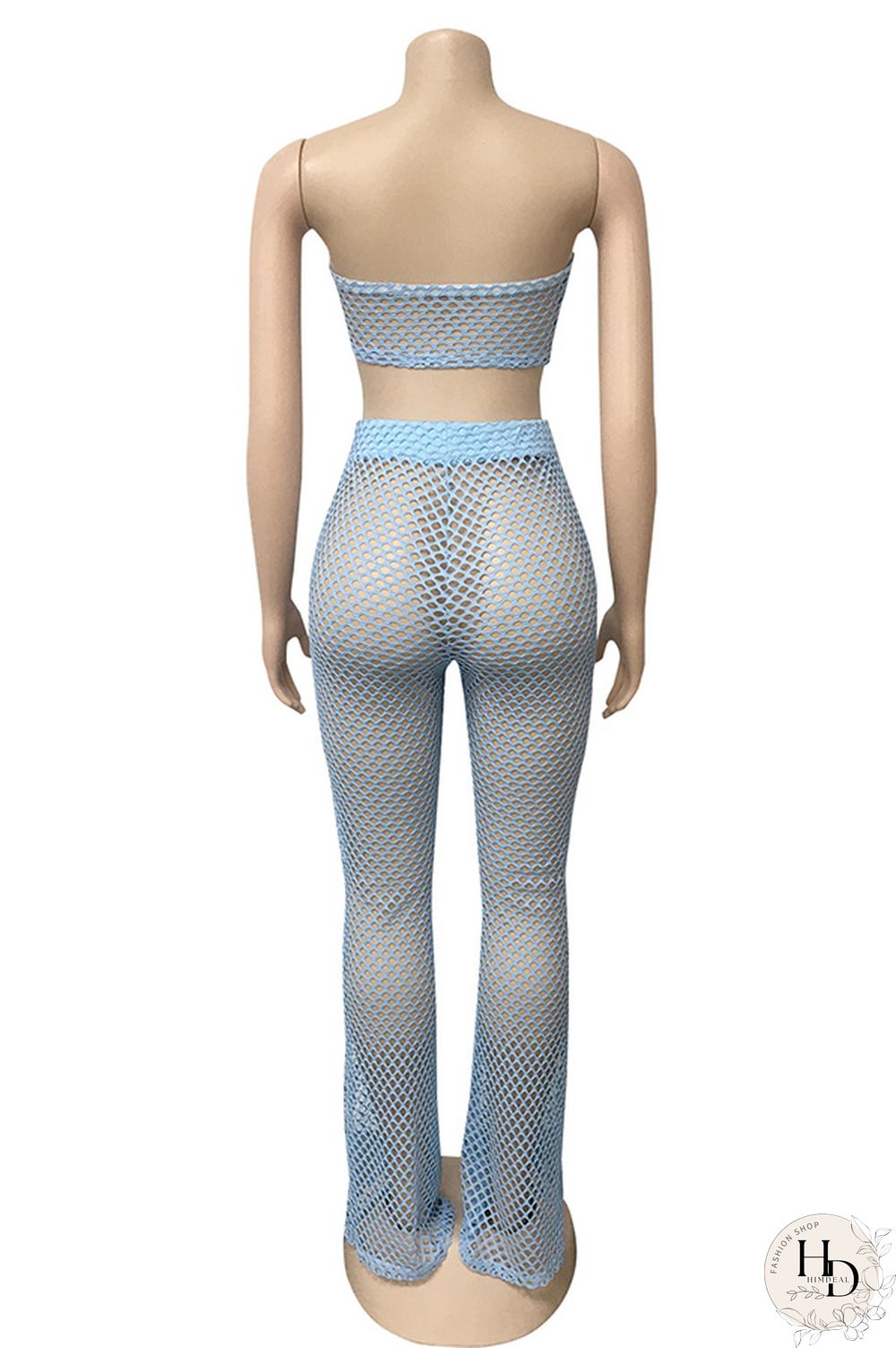 Black Polyester Fashion Sexy Casual Patchwork HOLLOWED OUT Boot Cut Sleeveless Two Pieces