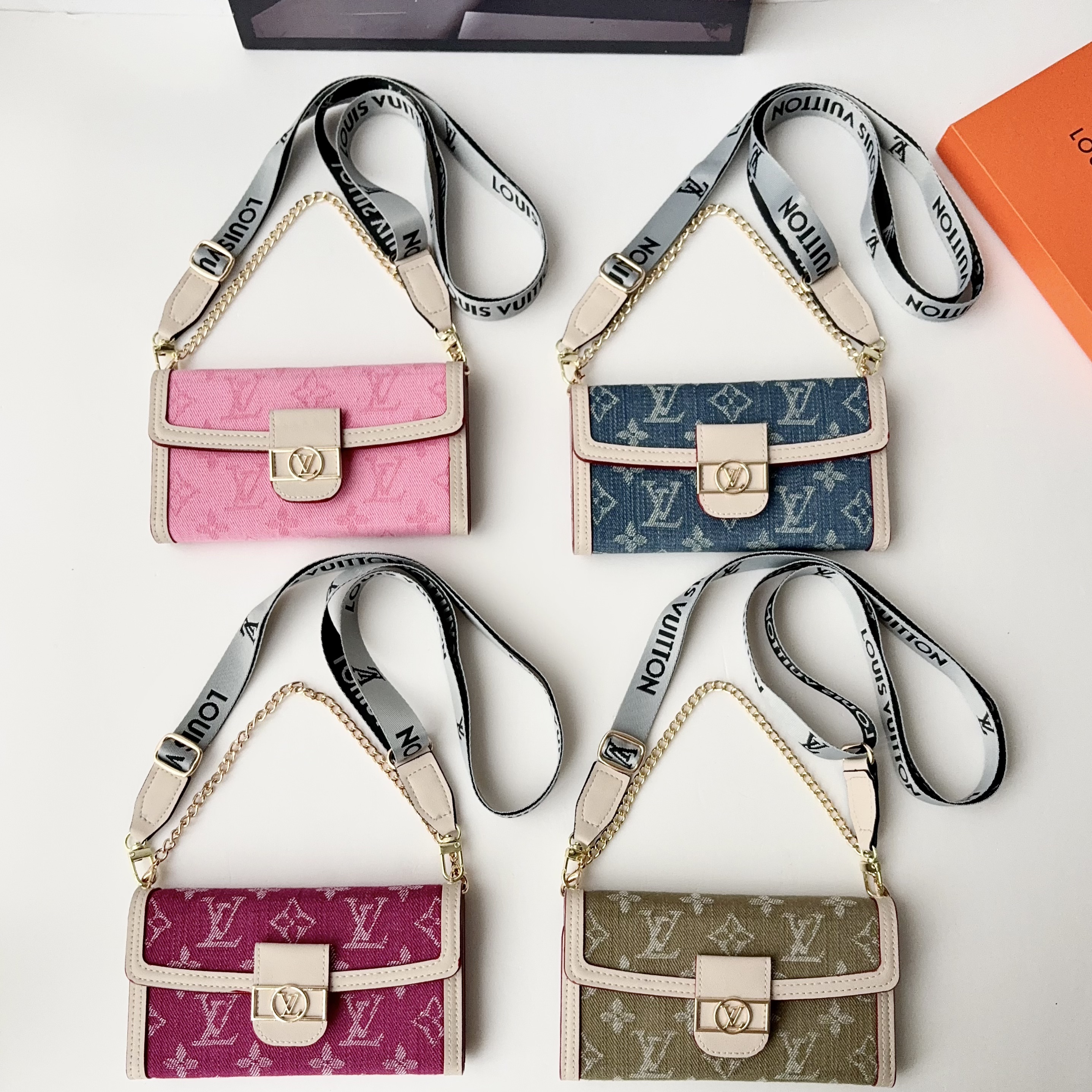 Louis Vuitton Monogram Crossbody iPhone Samsung Case | Luxury Long Lanyard Phone Wallet Cover