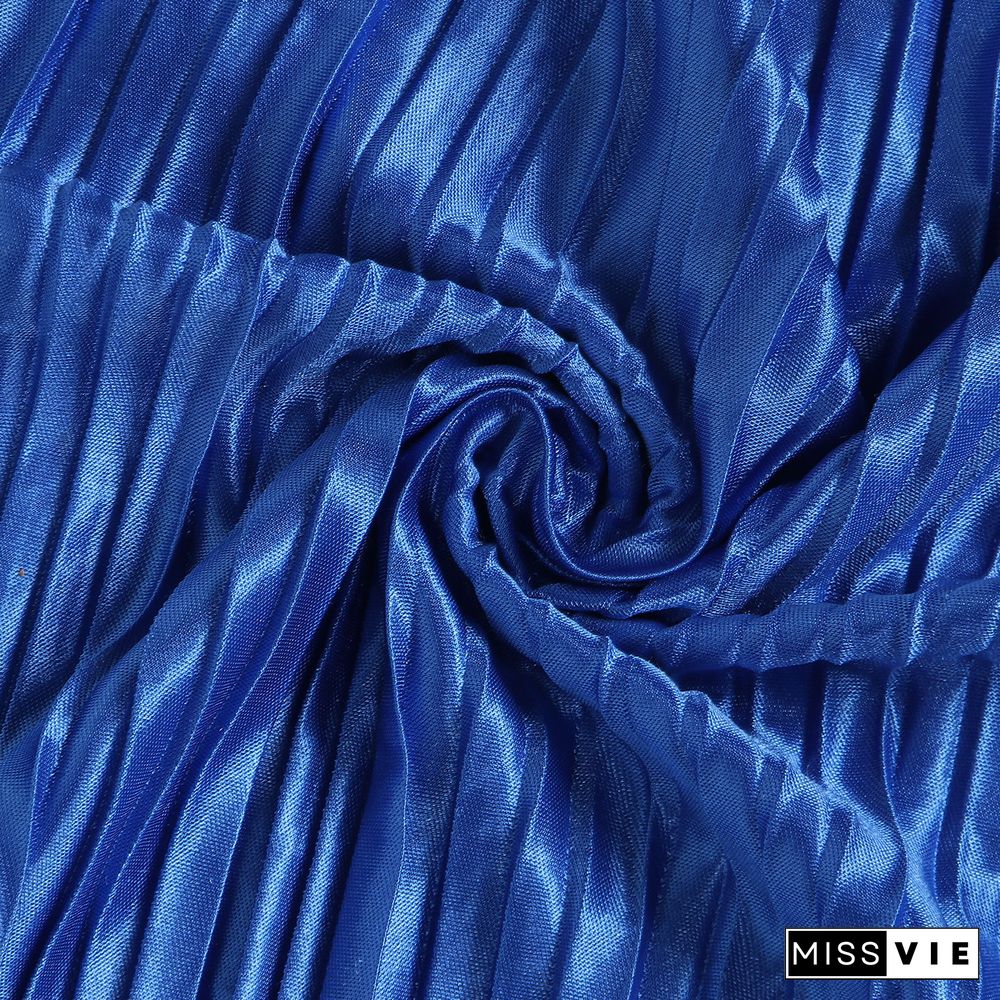 Pleated Loose Blouse Crop Top Wide Leg Pants Outfits