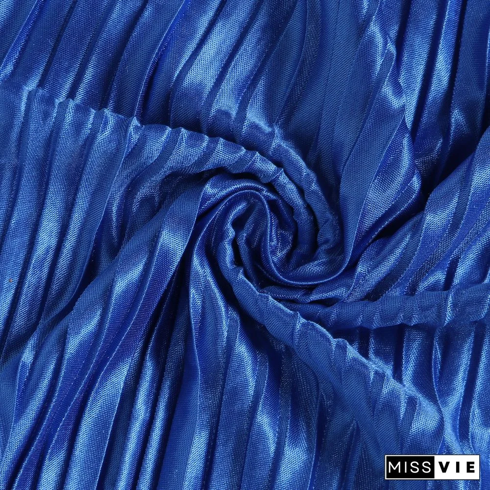 Pleated Loose Blouse Crop Top Wide Leg Pants Outfits