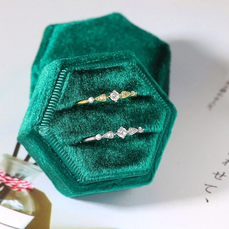 Minimalist Round Copper Inlay Zircon Rings