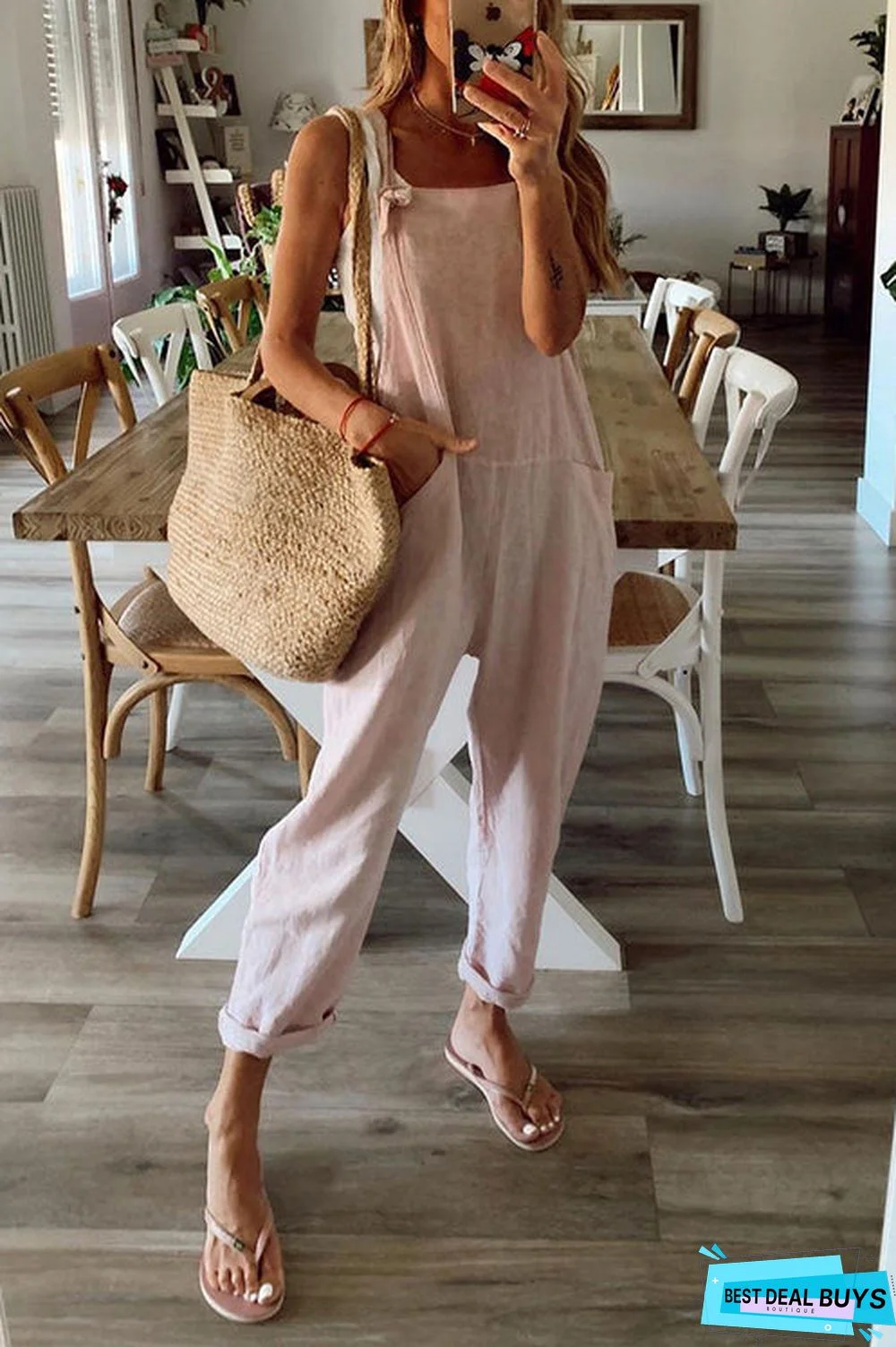 Pockets Loose Sleeveless Jumpsuit