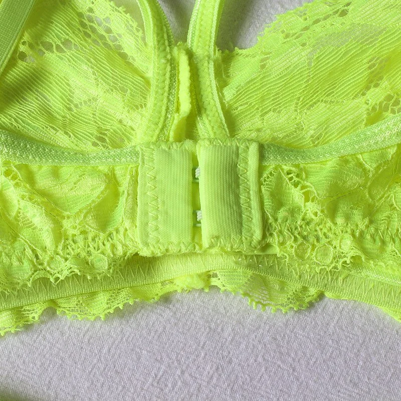 Billionm Neon Green Lingerie Underwear Women Lace Set Hollow Out Bra Panties Thong 2 Pieces Sexy Nightwear Erotic Costumes Intimate Suit