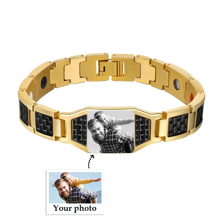 Personalized Wristband Bracelet Custom Photo ID Bar Men's Bracelet Bangle Gifts For Him