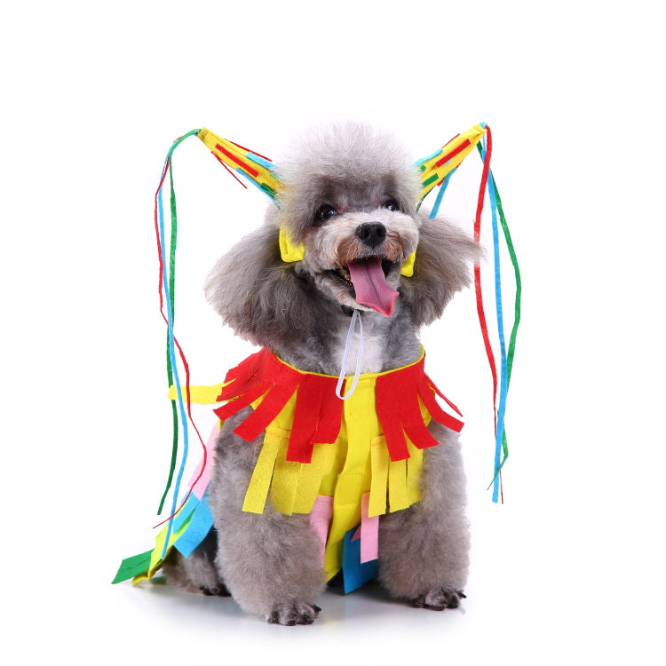 Christmas/Halloween Colorful Clown Dog Puppy Costume Pet Suit (With Hat)