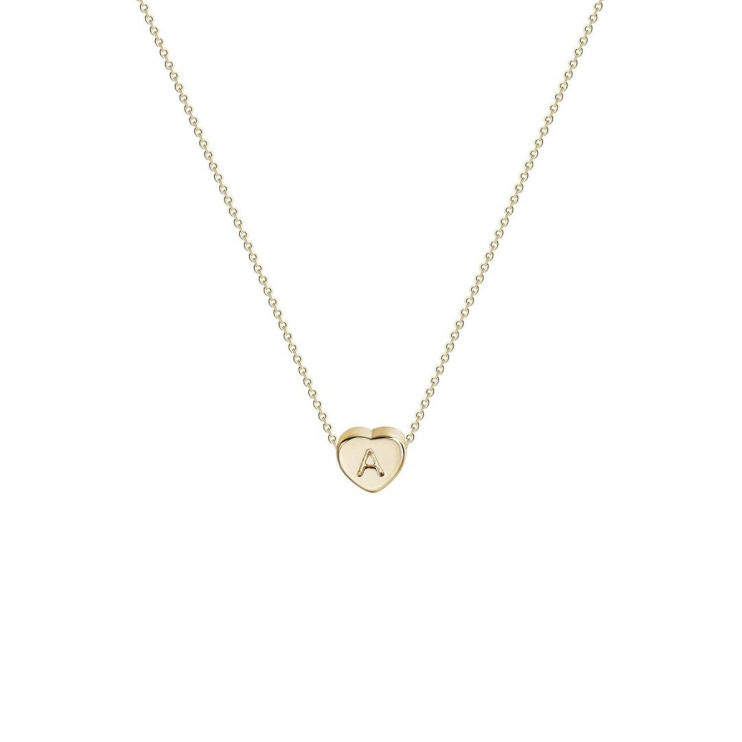Tiny Gold Initial Heart Necklace-14K Gold Filled Handmade Dainty Personalized Letter Heart Choker Necklace Gift