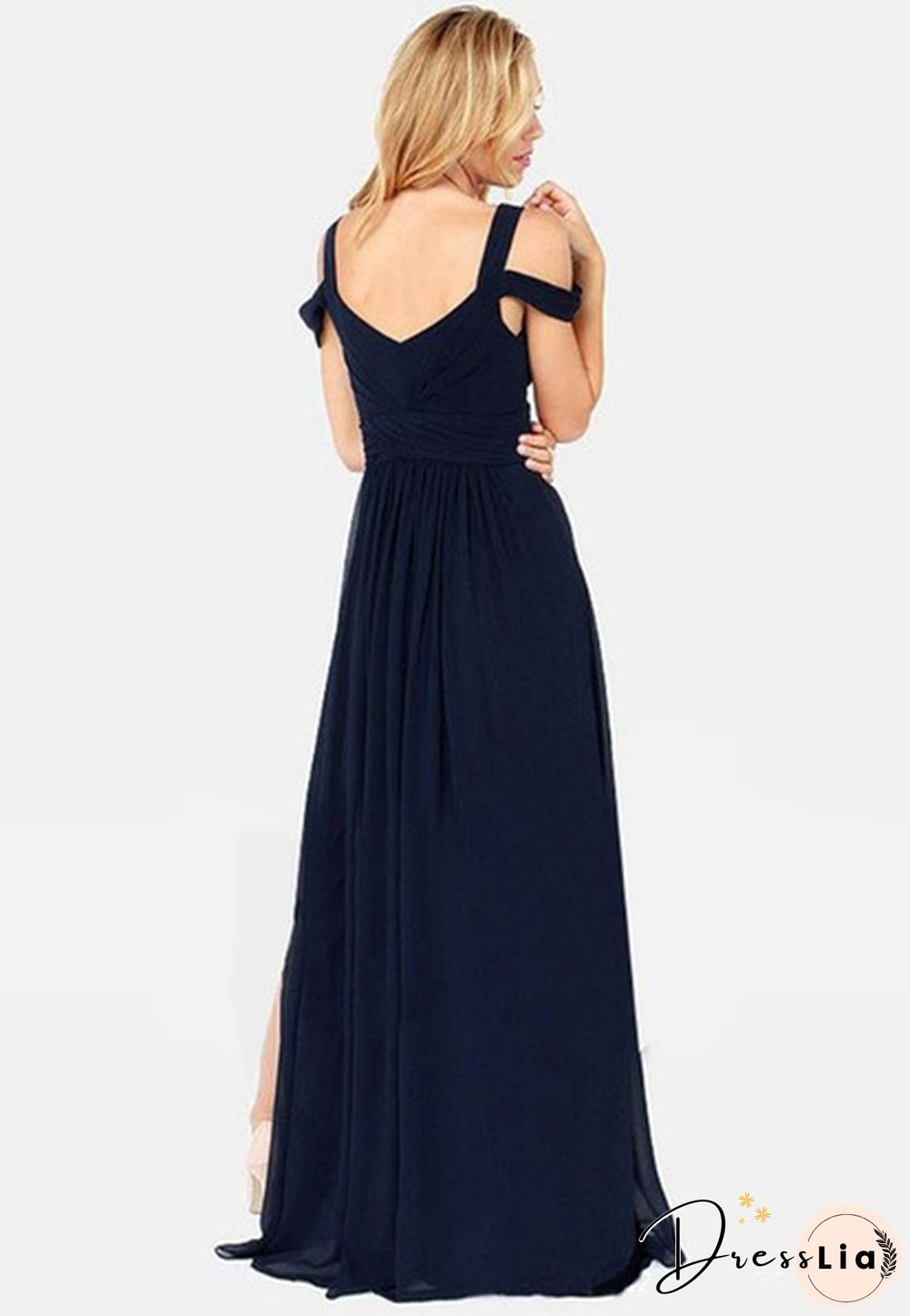 Plus Size Women's Long Cap Sleeve Bridesmaid Dresses Split Side Empire Prom Dress Floor Length