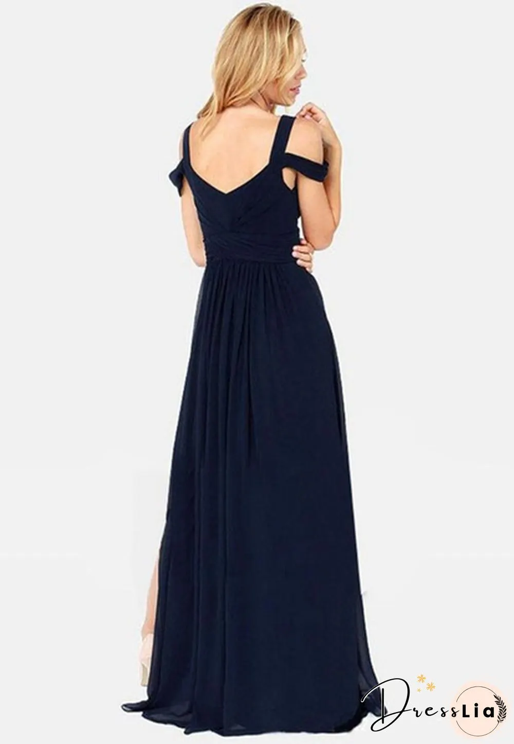 Plus Size Women's Long Cap Sleeve Bridesmaid Dresses Split Side Empire Prom Dress Floor Length