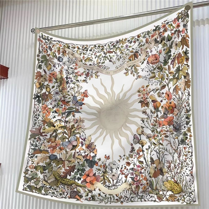 90cm * 90cm Hangzhou High Quality Twill Forged Large Square Scarf Fashion Printed Scarf Sunscreen Shawl Scarf