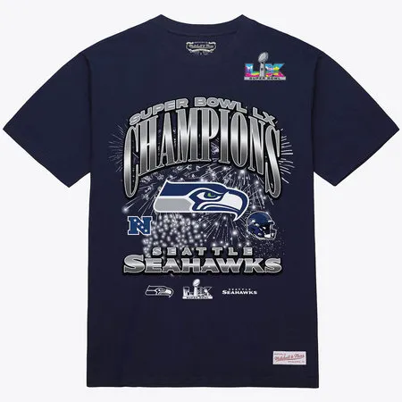 Men's Seattle Seahawks College Navy Super Bowl LX Champions Arch T-Shirt