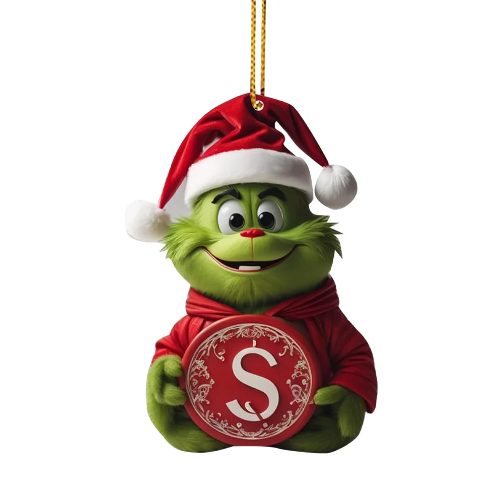 Christmas Acrylic Grinch Xmas Tree Hanging Ornament Hanging Green Monster Decor