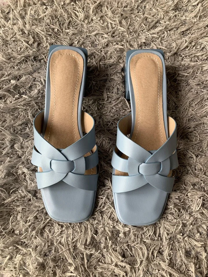 2020 summer high heels slippers woman pu leather open toe fashion slippers elegant woman shoes concise slides