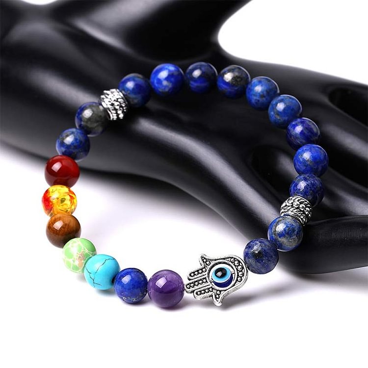 Natural Chakra Hamsa & Evil Eye Reki Bracelet