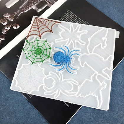 Halloween Creepy Spider Web Pattern Coaster Molds for Epoxy Resin