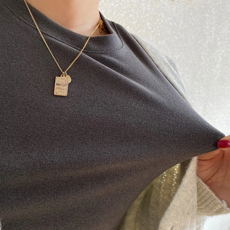 Brownm Brownm German Velvet Undershirt Women's Dress With Autumn-Winter 2024 Autumn-Winter Long-Sleeved T-Shirt Korean Version White Round Collar Top