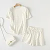 2022 Fashion Clothes Women Summer Short Sleeve T Shirts With Mini Shorts Stretch High Waist Two Pieces Sets Ladies Outfits