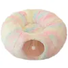 Winter Warm Cat Cave Round Foldable Cat House Long Plush Cat Tunnel Bed Cat Tube