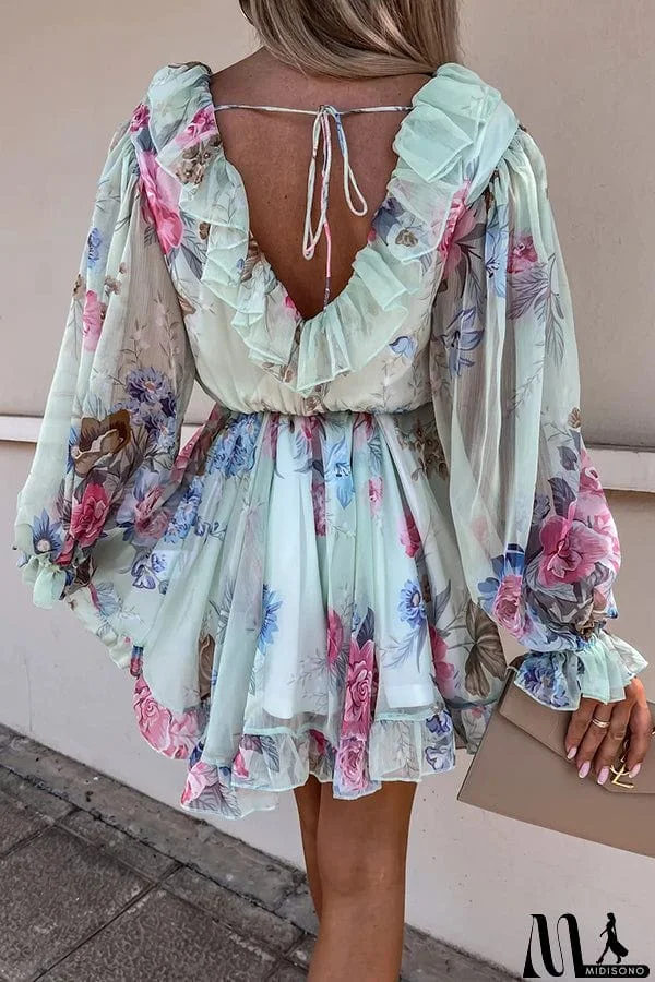 MidiSono - Create Your Dream Life Floral Ruffle Dress