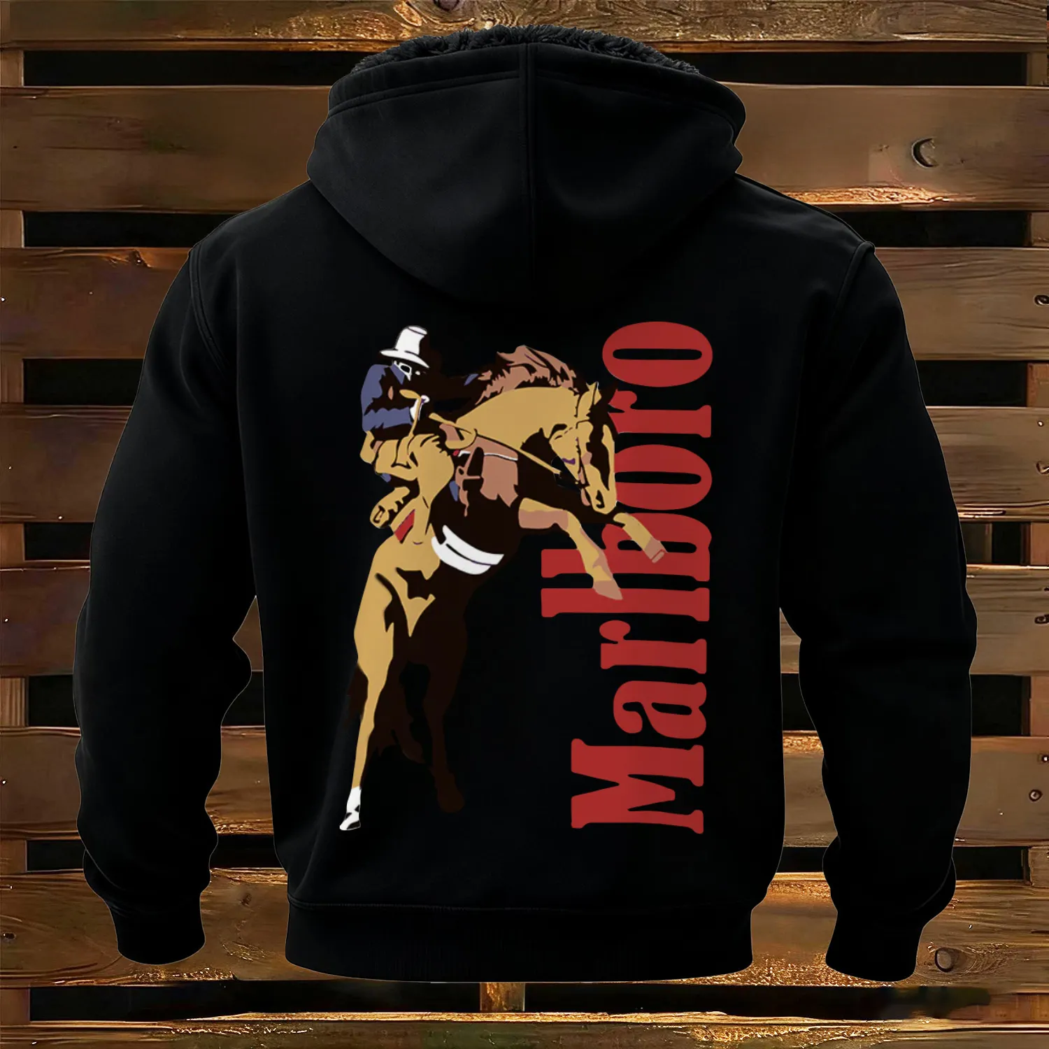 Stylish Graphic Design Fleece-lined Hooded