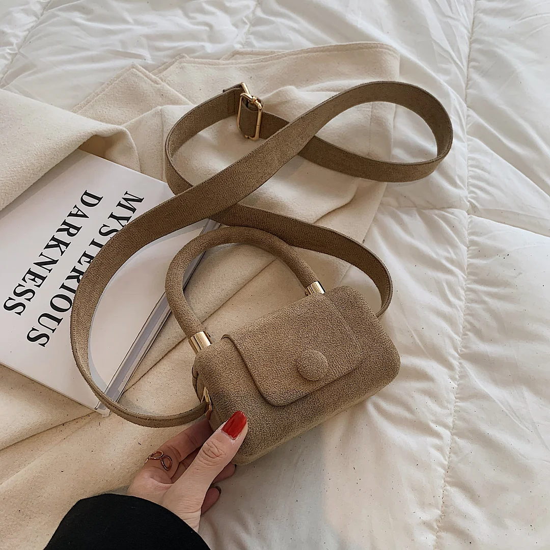 էѧӧܧ Small Vintage Faux suede Underarm Baguette Shoulder Crossbody Bags For Women 2021 Winter Simple Handbags and Purses