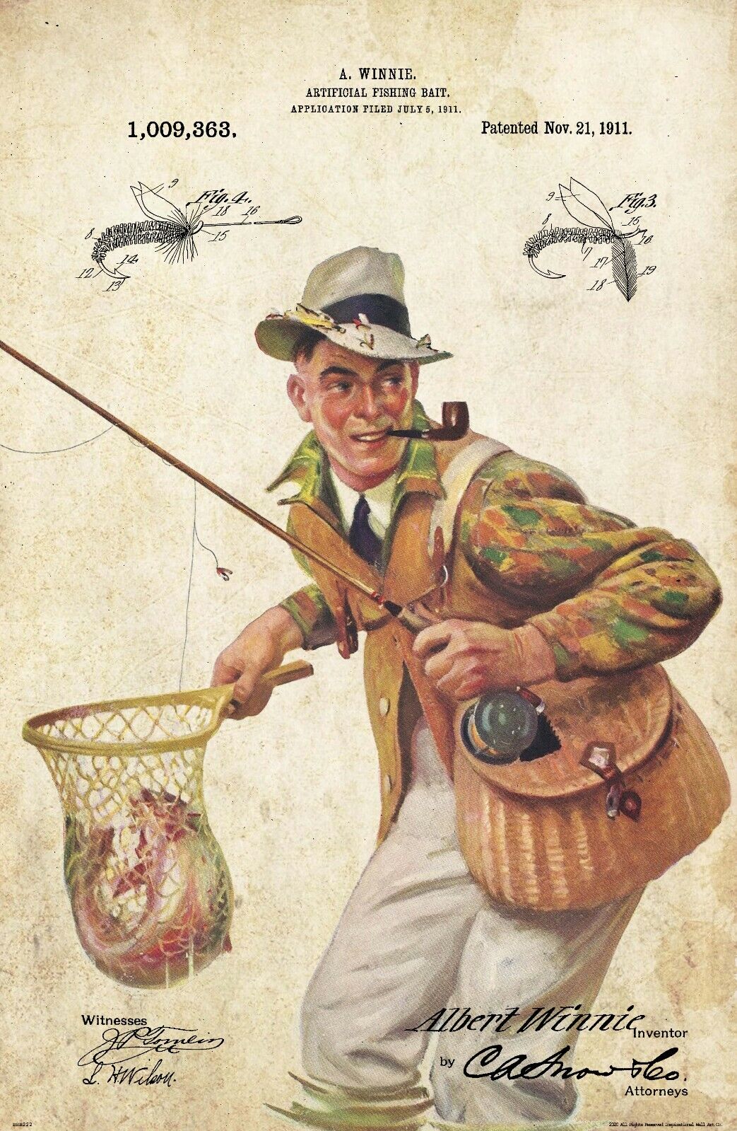 Vintage Fly Fishing Lures Print Art Canvas Poster For Living Room Decoration Home Wall Picture