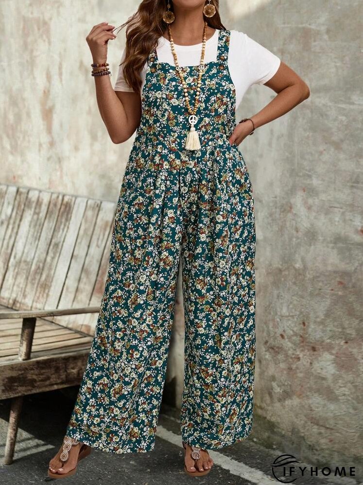 Plus Size Women's Printed Strappy Jumpsuit | IFYHOME