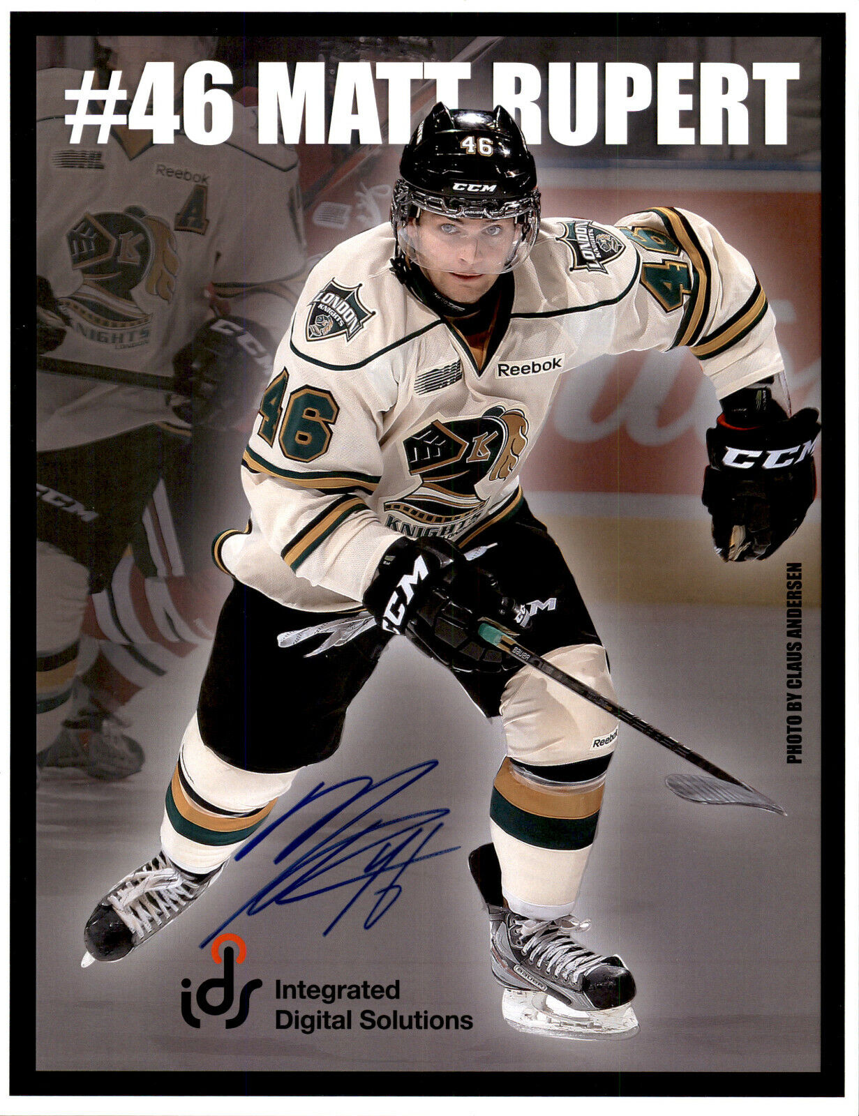 Ryan Rupert SIGNED 8.5x11 TEAM PROMO Photo Poster painting LONDON KNIGHTS