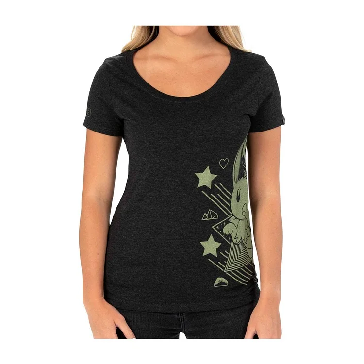 Eevee Can't Wait Black Fitted Scoop Neck T-Shirt - Women